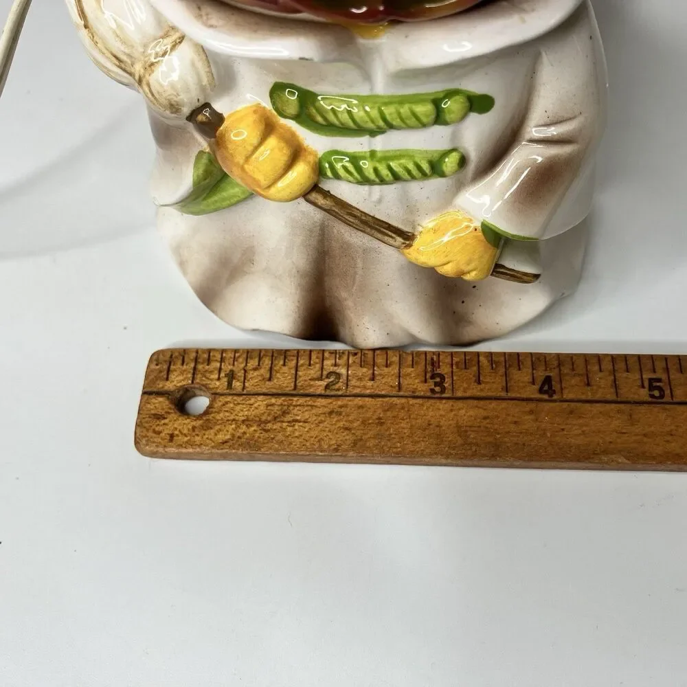 Vintage Relpo Halloween Ceramic Planter Jack O Lantern Scarecrow Lighted CRACKED